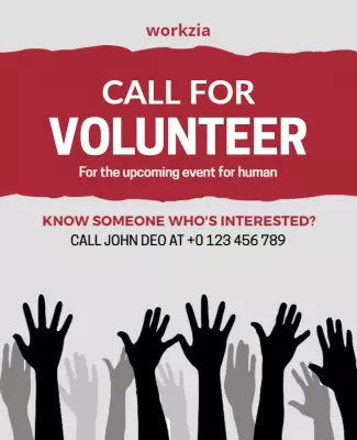Community Engagement Black and Red Volunteer Call Poster Template