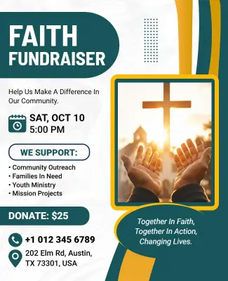 Community Faith Fundraiser Event Flyer Template