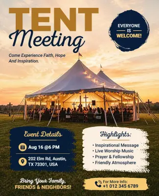 Community Faith Tent Meeting Flyer Template