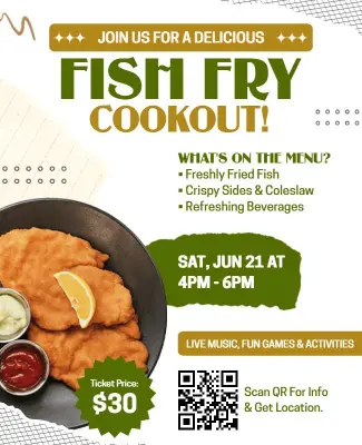 Community Fish Fry Cookout Event Flyer Template