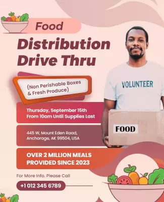 Community Food Distribution Drive Thru Flyer Template