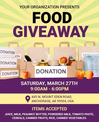 Community Food Donation Giveaway Flyer Template