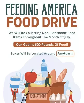 Colorful Community Food Drive Donation Collection Flyer Template