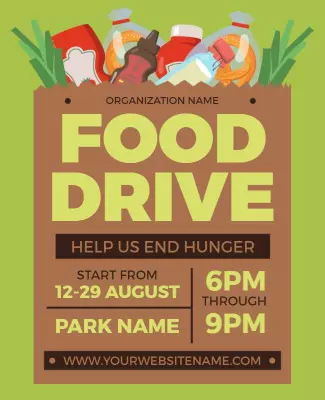 Vibrant Green Community Food Drive Awareness Flyer Template