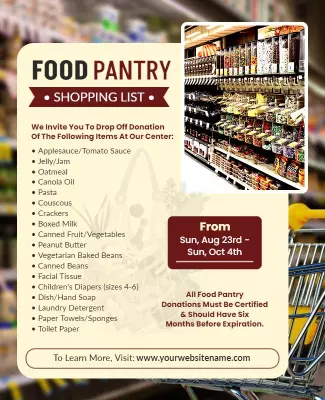 Inviting Food Pantry Donation Request Shopping List Flyer Template
