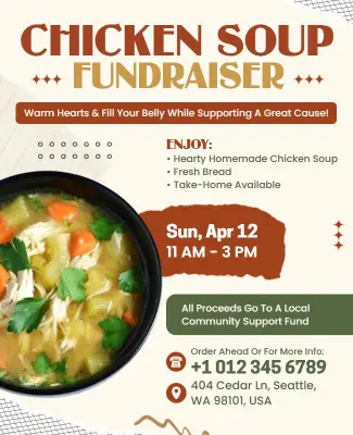 Community Fundraiser Chicken Soup Event Flyer Template