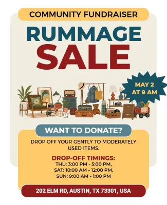 Community Fundraiser Rummage Sale Flyer Template