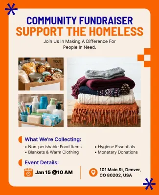 Community Fundraiser Supporting the Homeless Flyer Template