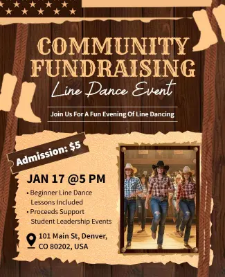 Community Fundraising Line Dance Event Flyer Template