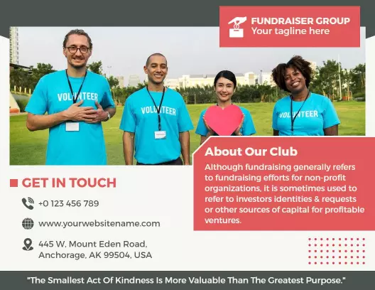 Community Fundraising Volunteer Services and Donation Brochure Template