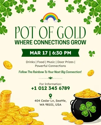 Community Gathering with Pot of Gold Theme Flyer Template