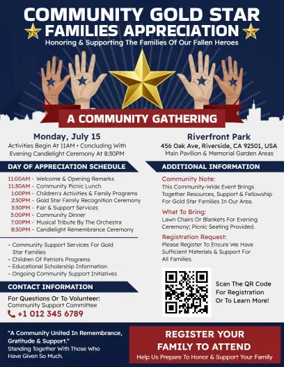 Community Gold Star Families Appreciation Flyer Template