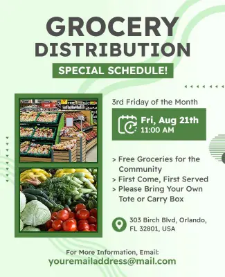 Community Grocery Distribution Event Flyer Template