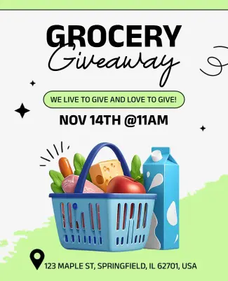 Community Grocery Giveaway Event Flyer Template