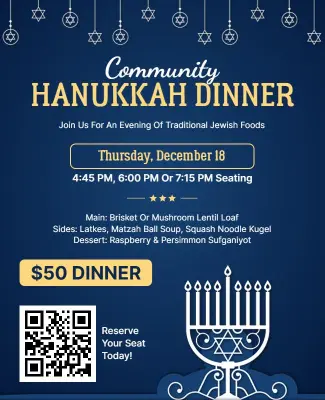 Community Hanukkah Dinner Event Invitation Flyer Template