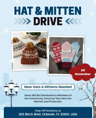 Community Hat and Mitten Drive Flyer Template