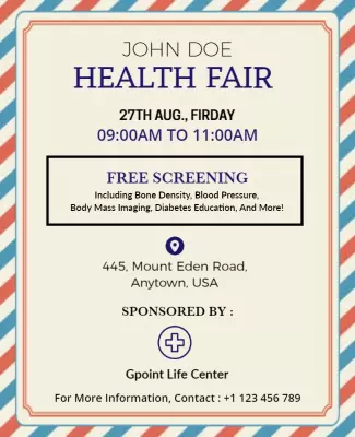 Community Health Fair and Free Screening Flyer Template