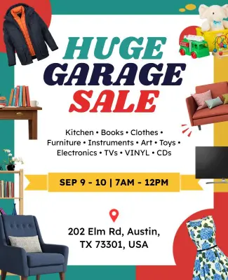 Community Huge Garage Sale Announcement Flyer Template