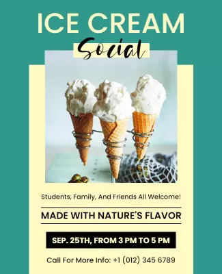 Colorful Ice Cream Social with Family and Friends Flyer Template