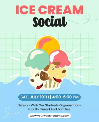 Playful Ice Cream Social with Cute Dogs Flyer Template