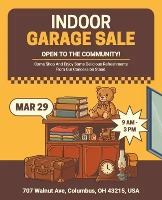 Community Indoor Garage Sale Event Flyer Template