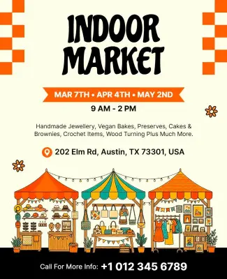 Community Indoor Market Invitation Poster Template