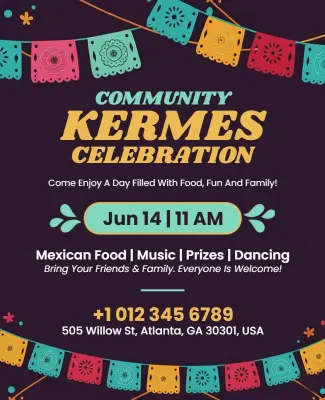 Community Kermes Celebration Event Invitation Flyer Template
