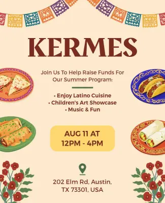 Community Kermes Event Invitation Flyer Template