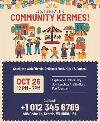 Community Kermes Festival Celebration Invitation Flyer Template