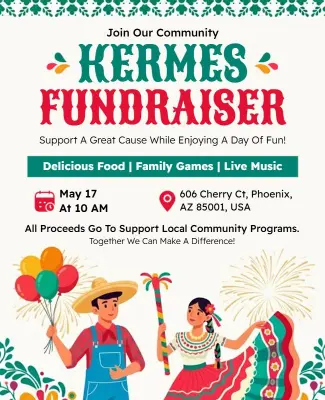 Community Kermes Fundraiser Event Invitation Flyer Template