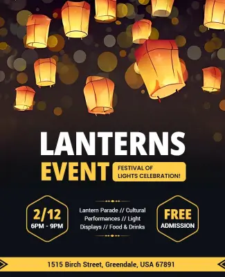 Community Lantern Festival Evening Event Flyer Template