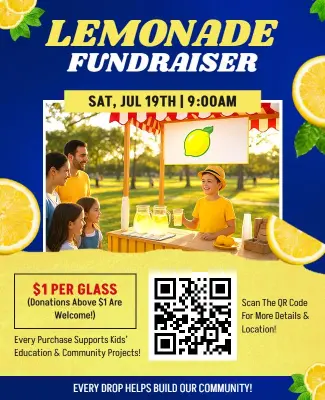 Community Lemonade Fundraiser Event Flyer Template