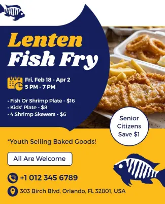 Community Lenten Fish Fry Event Poster Template