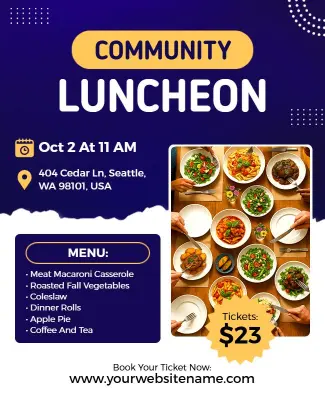 Community Luncheon Event Invitation Flyer Template