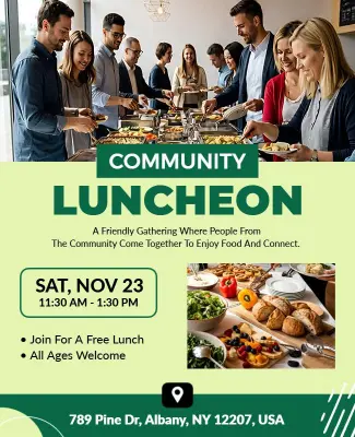 Community Luncheon Gathering Invitation Flyer Template