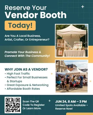 Community Market Vendor Booth Reservation Flyer Template