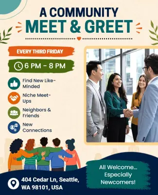 Community Meet and Greet Event Poster Template