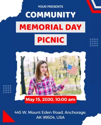 Community Memorial Day Picnic Event Flyer Template