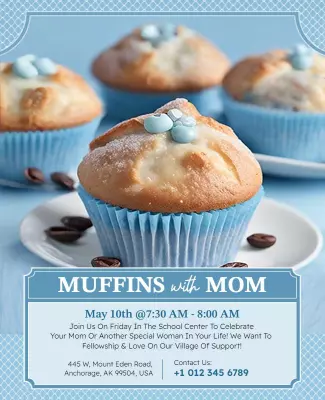 Community Muffins with Mom Event Flyer Template