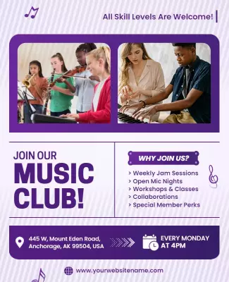 Community Music Club Membership Invitation Flyer Template
