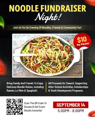 Community Noodle Fundraiser Event Flyer Template