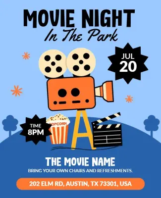 Community Outdoor Movie in the Park Flyer Template
