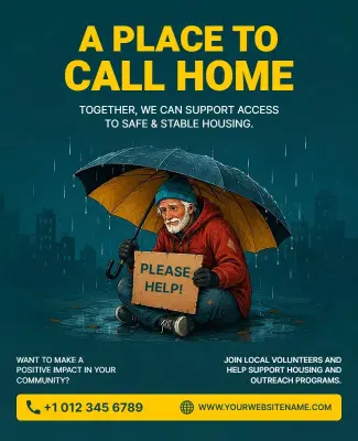 Community Outreach for Homeless Housing Event Poster Template