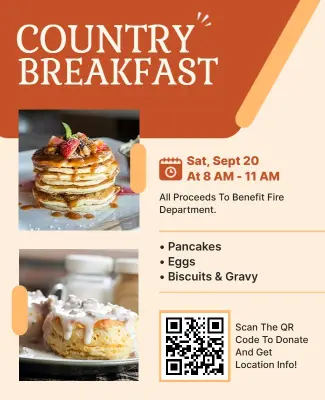 Community Pancake Breakfast Fundraiser Flyer Template
