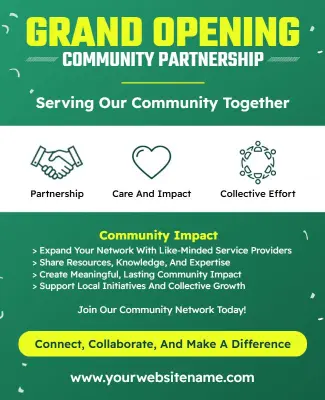 Community Partnership Grand Opening Event Flyer Template
