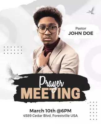 Modern Minimalist Black and White Prayer Meeting Flyer Template