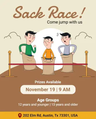 Community Sack Race Event Flyer Template