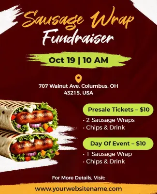 Community Sausage Wrap Fundraiser Event Flyer Template