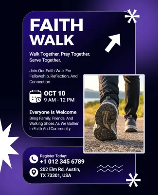 Community Spiritual Faith Walk Event Flyer Template