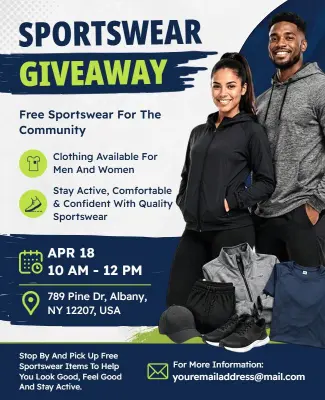 Community Sportswear Giveaway Event Poster Template